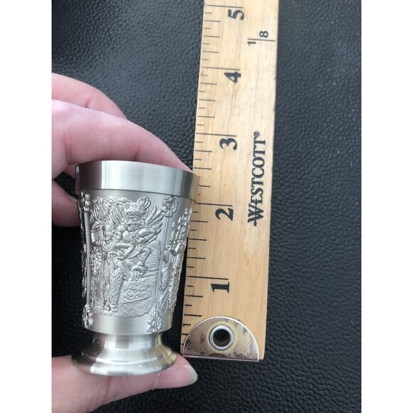 Garden City Pewter Singapore Shot Glasses Vintage New In Box Engraved - Picture 7 of 9